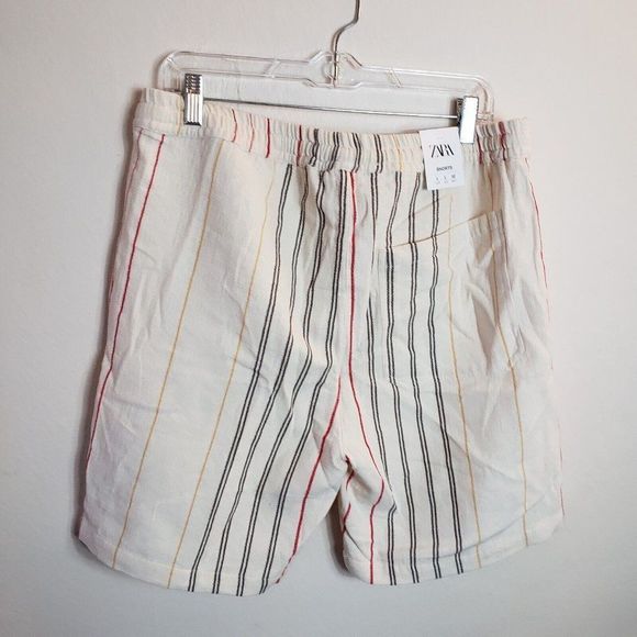Zara Cream With Multi-colored Stripes Shorts Size Large - Picture 6 of 7